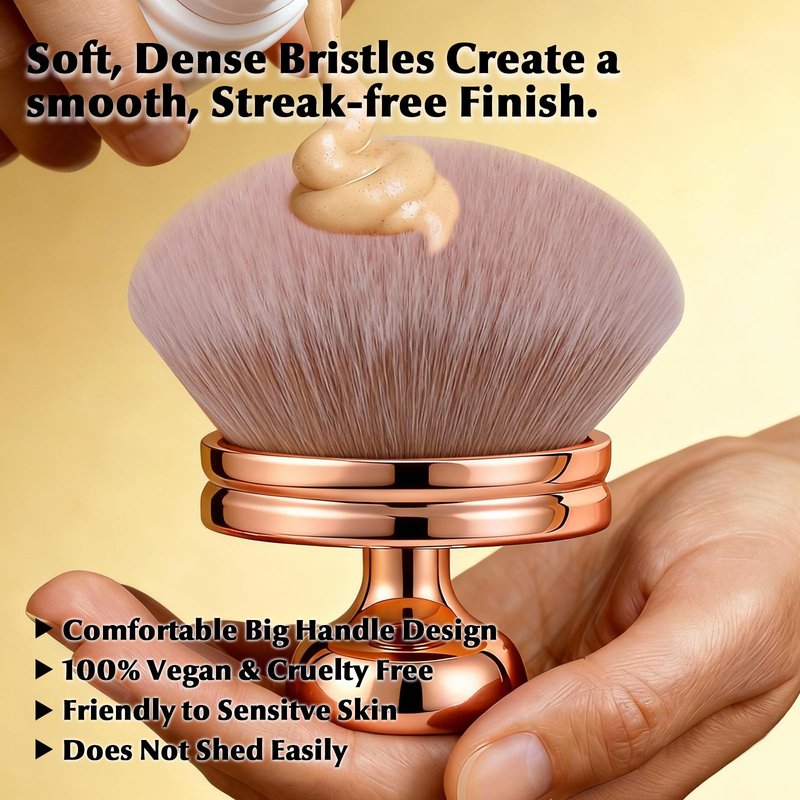 Extra Large Body Makeup Brush, Professional Self Tan Brush for Flawless Application, Wide Headed Body Bronzer & Leg Makeup Applicator, Streak-Free Blending Brush for Back & Arms (Gold)