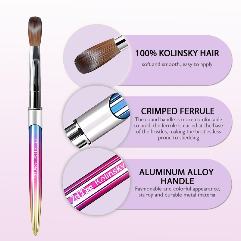Acrylic Nail Brush - 100% Kolinsky Sable Hair Brush for Acrylic Application - Professional Salon-Grade Tools with Box for Nail Art, Extensions & 3D Carving