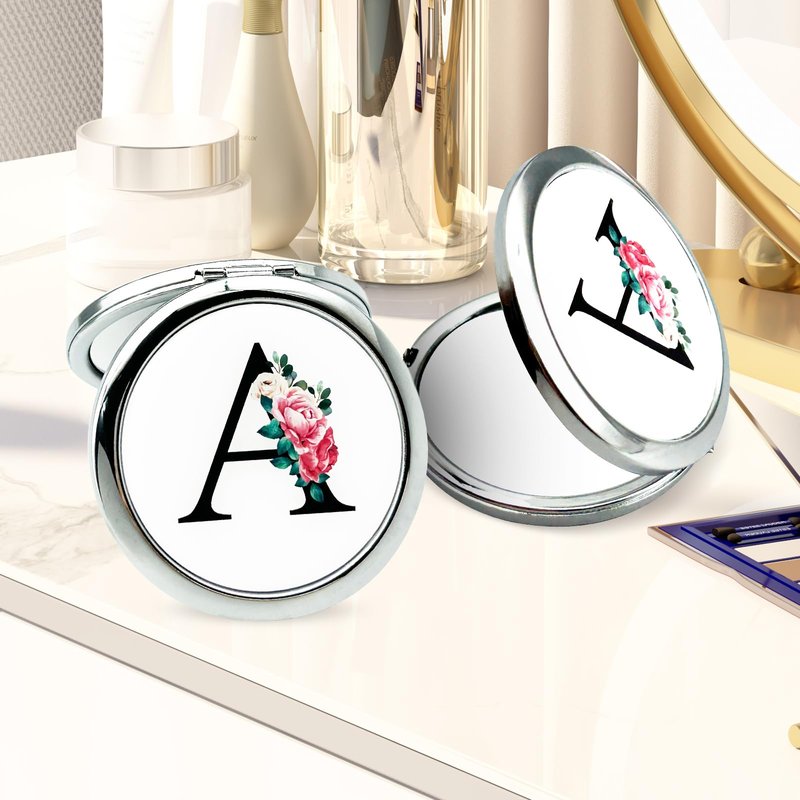 JEKUGOT Monogram Compact Mirror, Personalized Gifts for Women and Girls, Small Pocket Mirror, Personalized Compact Mirrors for Girls, Sister, Wife, Mothers, Birthday Gifts - A