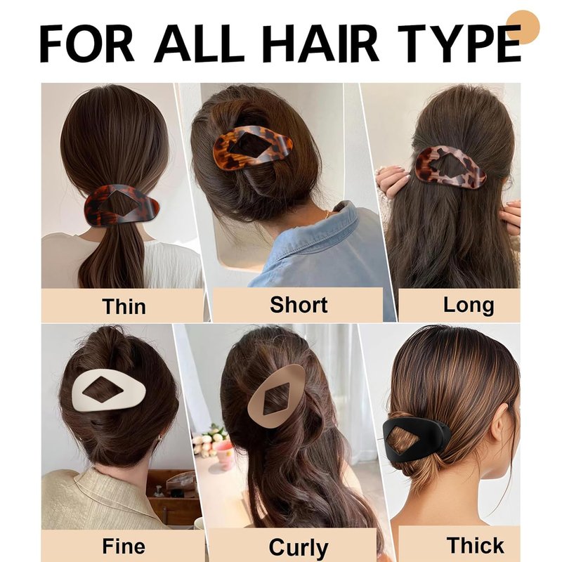 5 PCS Flat Hair Clips, No Crease Flat Claw Clips for Women, Large Strong Hold Barrettes for Thick Thin Hair, French Duckbill Styling Accessories(Neutral Matte)