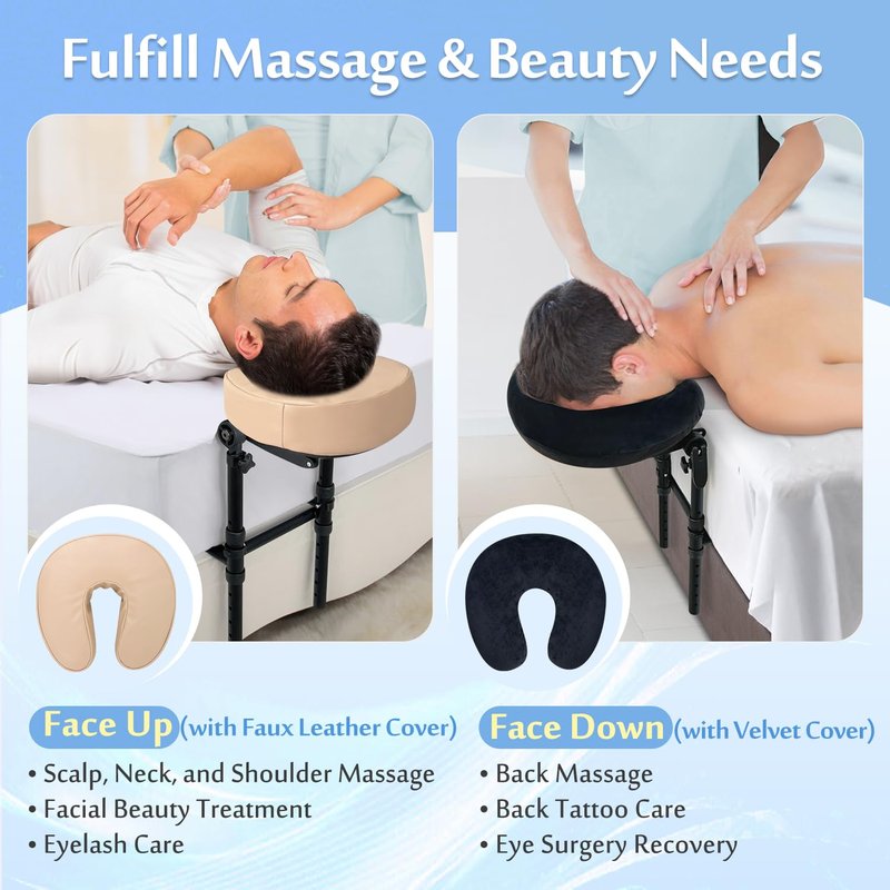 AOSSA Massage Headrest for Bed Face Cradle, Home Mattress Top Massage Kit, Face Cushion for Massage Face Down, Adjustable Salon Head Rest & Support for Mattress, Eye Surgery Recovery Equipment