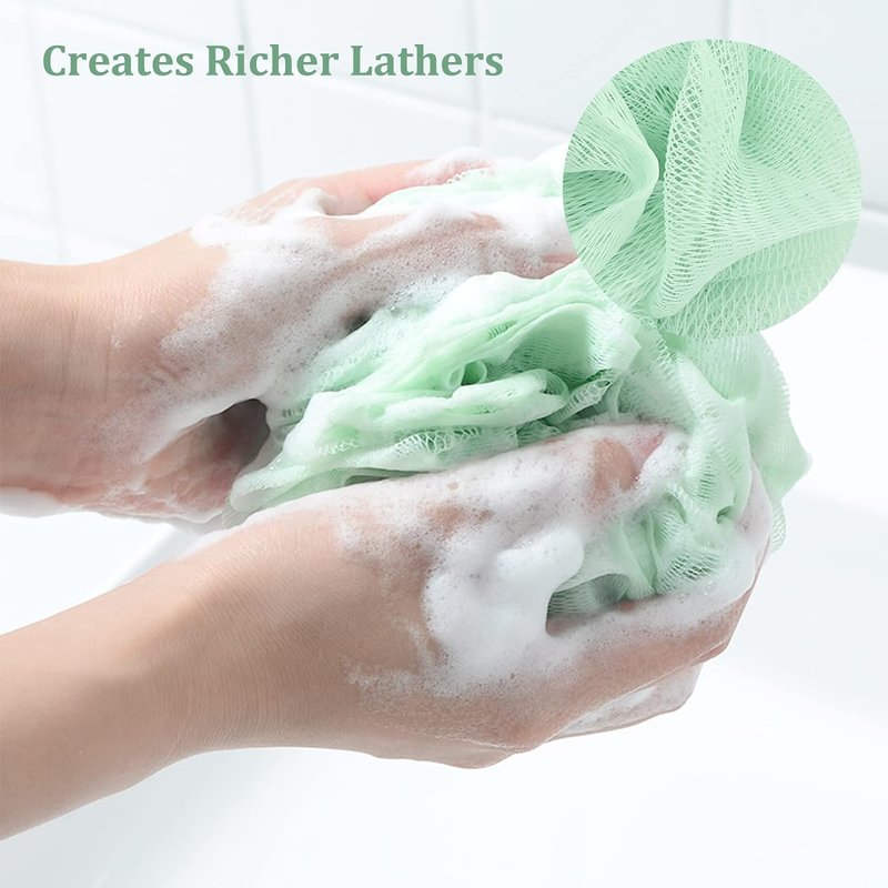 Fu Store Loofah Sponge - Exfoliating Bath Scrubber Balls for Men & Women | 60g, 4 Colors, 4 Pack