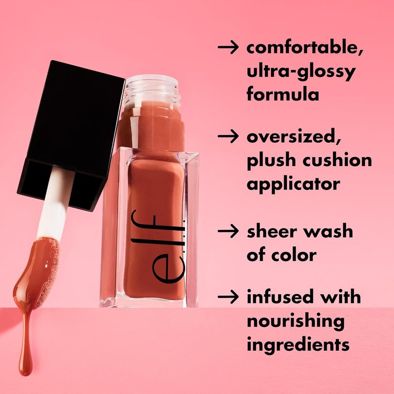 e.l.f. Glow Reviver Lip Oil - Nourishing Tinted Formula for High-Shine Finish | Vegan & Cruelty-Free, Red Delicious