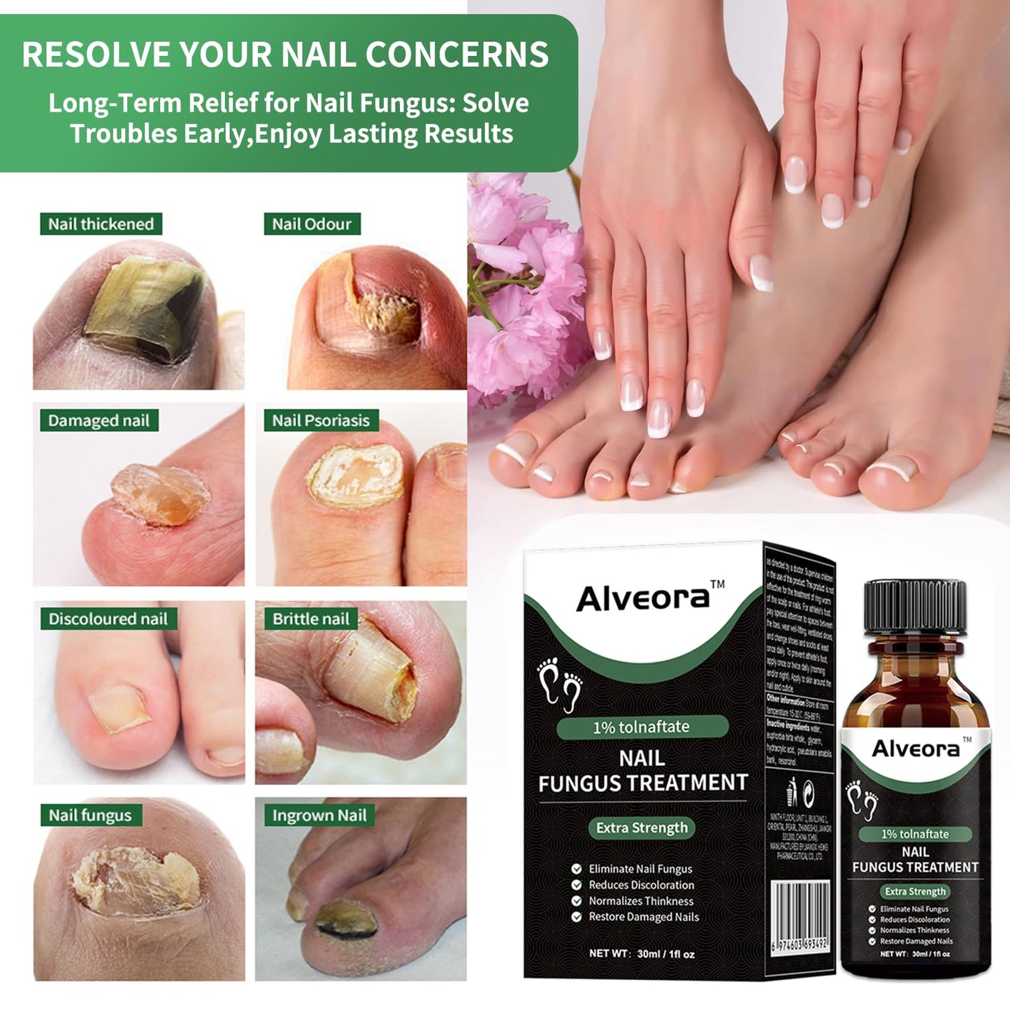 Toenail Fungus Treatment Extra Strength Repair Foot Nail Fast Acting for Fingernails Ingrown Toenail Treatment Fungi Nail Yellow, Thick, Discolored, Broken,85248-033-01 (1fl oz/30ml)