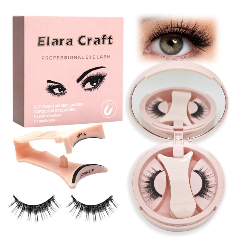Elara Craft Magnetic Eyelashes,Magnetic Eyelashes with Applicator,No Glue Needed Soft Lashes Kit,Reusable False Lashes Natural Look and Waterproof(L02)