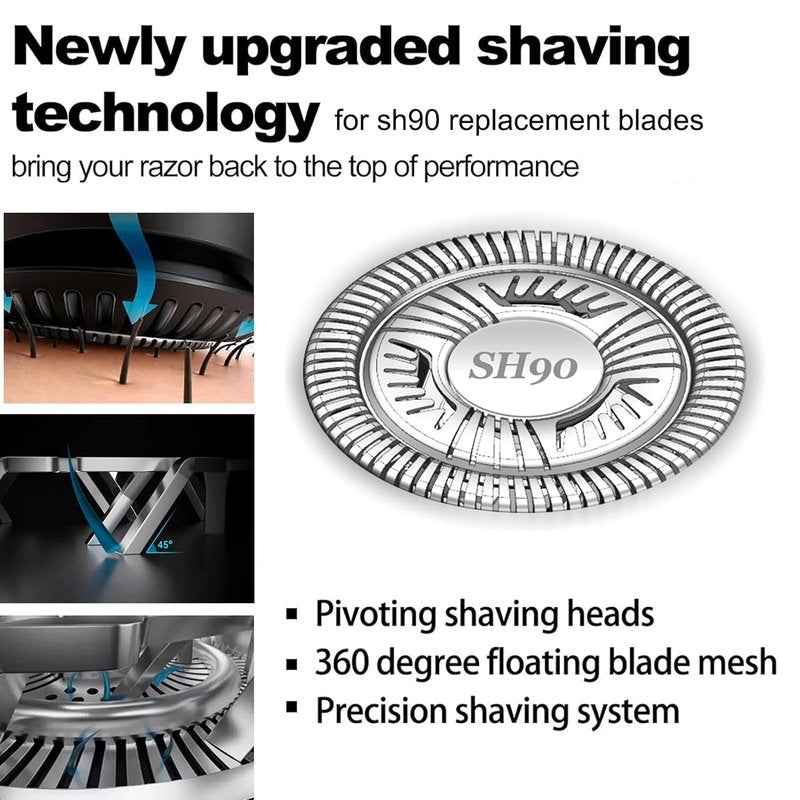 SH90 Shaving Heads - Dual-Ring Mesh Technology for Efficient Shave | Fits Series 9000, 8000, 7000 - 6 Pack