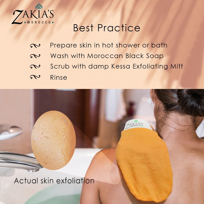 Original Kessa Exfoliating Glove - Charcoal Black - Microdermabrasion At Home Exfoliating Mits, Removes unwanted dead skin, dirt and grime and Keratosis Pilaris. Great for spray tan removal. (1 Unit)