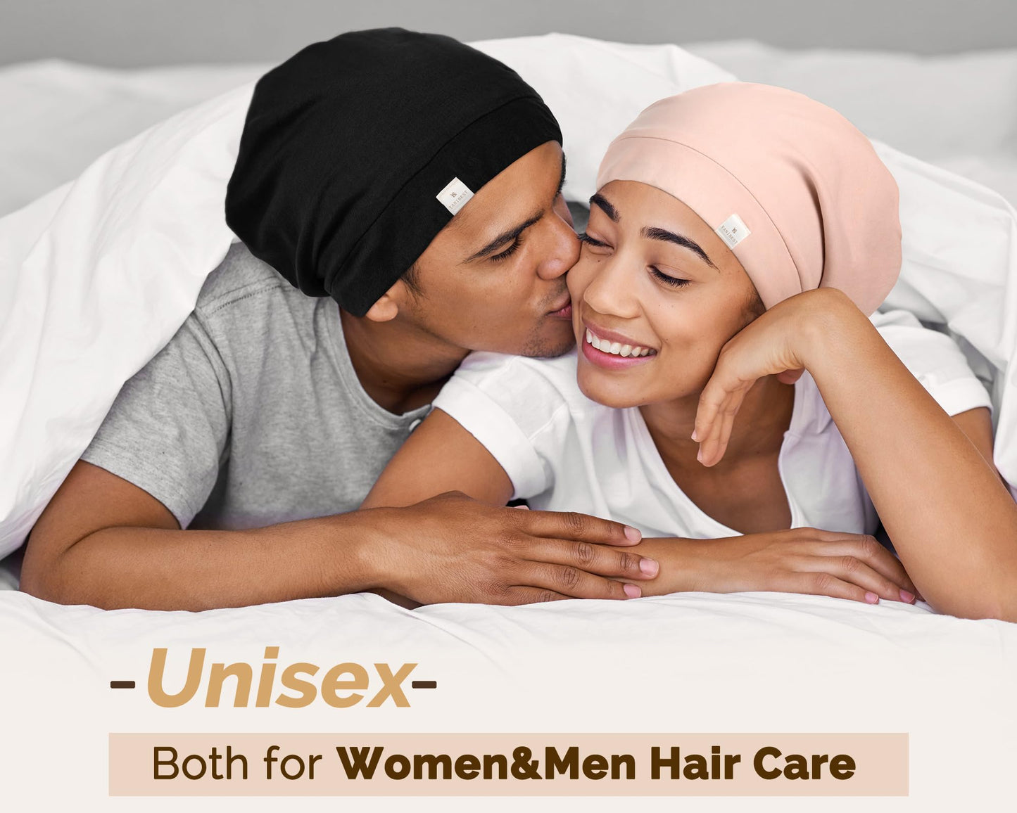 YANIBEST Slouchy Beanie Hat Satin Lined Sleep Cap Satin Bonnet Chemo Headwear Caps for Women and Men Pure Black
