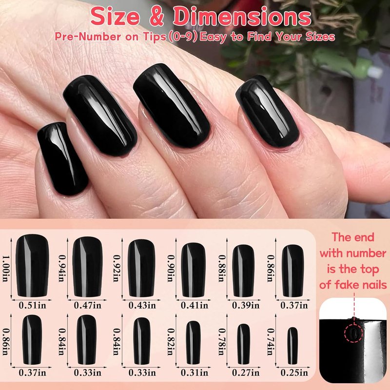 Skiennix 576pc Square Press-On Nails | Medium Acrylic Fake Nails in 24 Vibrant Colors