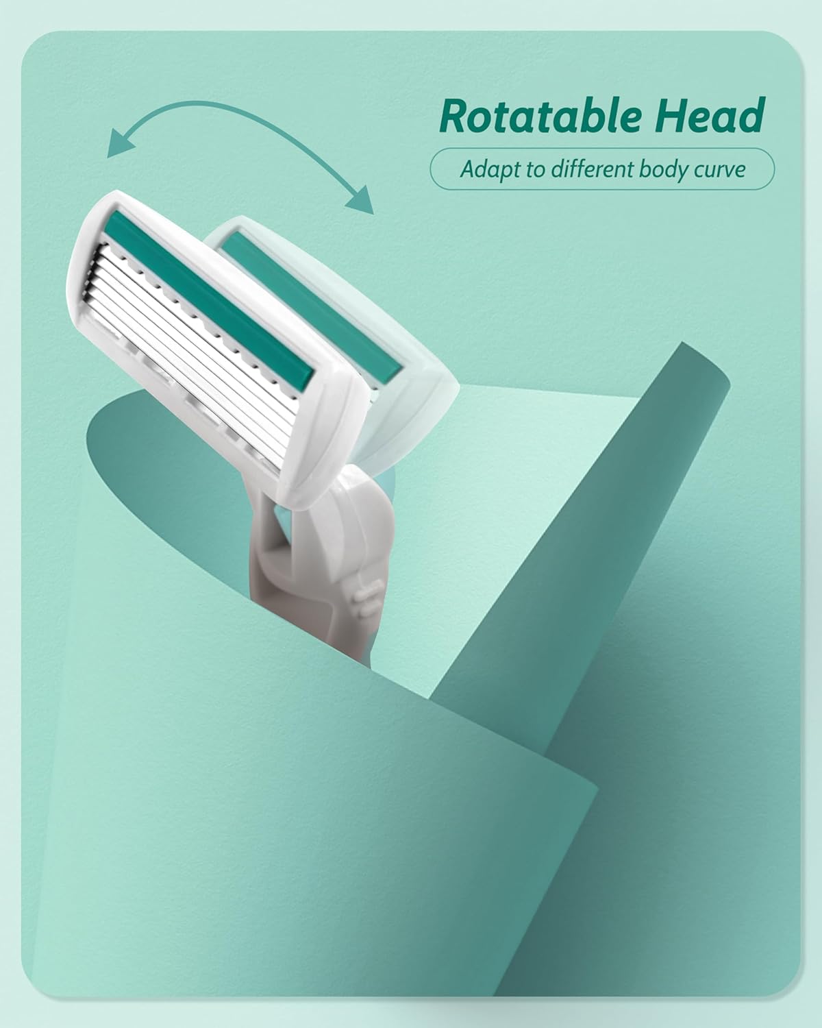 Travel Razors for Women - 12 Blade Refills Included | Green Color