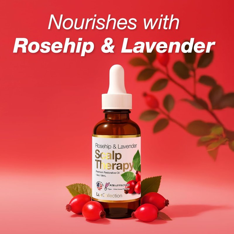 Scalp Therapy Hair Oil Blend - Intensive Moisturizing Treatment for Dry Scalp & Split Ends | 1.9oz Rosehip & Lavender
