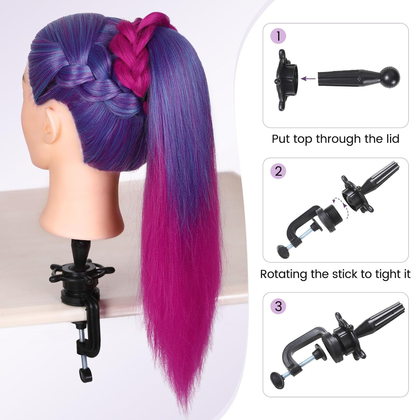 WIGNEE Professional Cosmetology Mannequin Head with Unique Realistic Face – Heat Resistant Synthetic Hair for Cutting & Styling Practice, Makeup-Friendly Training Head with Low Shedding, 26 Inch(27)
