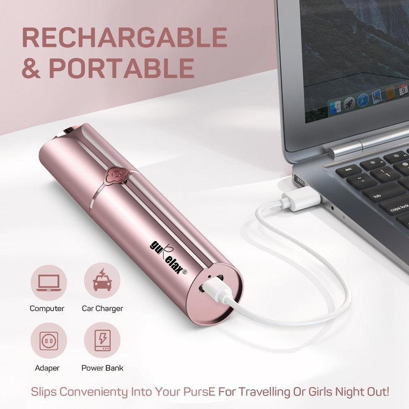 Facial Hair Removal for Women, Electric Painless Rechargeable Facial Hair Remover for Face, Lip, Chin with 2 x Replacement Heads