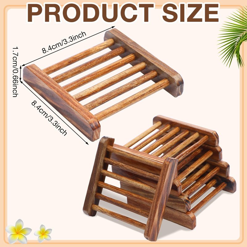 Amyhill 50 Pcs Bamboo Wood Soap Dish Bulk Bathroom Wooden Soap Holder Savers Self Draining Dishes Handcraft Tray, 3.3 x 3.3 x 0.67 Inch (Charcoal Color)