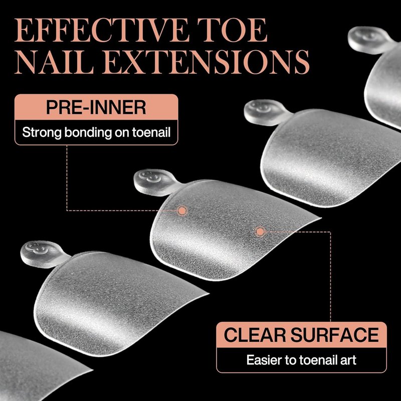 Luckyfairy Full Matte Square Press-On Toenails | 360pcs Smoothly Curved Tips in 12 Sizes