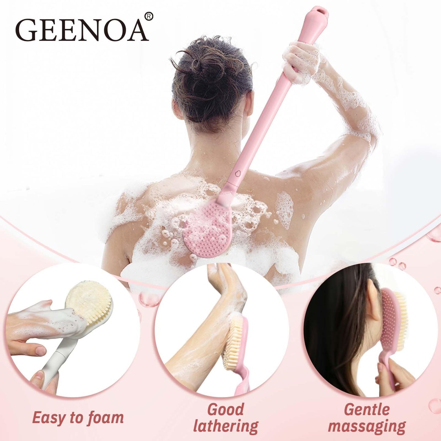 New Foot Brush for Shower, 3-in-1 Foot Scrubber in Shower, 10.2’’-27.5’’Adjustable Long Handle Foot Scrub Brush for Seniors, Pregnant, Disabled, Injured, Gift-Box Packaged