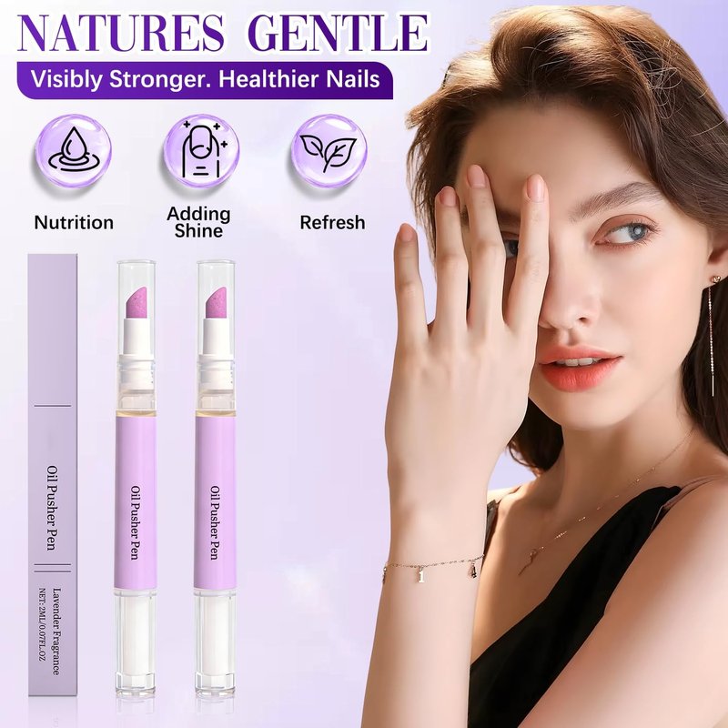 3PCS 2-in-1 Cuticle Oil Pusher Pen, New Ceramic Cuticle Pusher & Oil Pen, Portable Cuticle Remover Tool for Hangnails, Dry & Damaged Nails, Moisturize Strengthen Brighten Nails Care