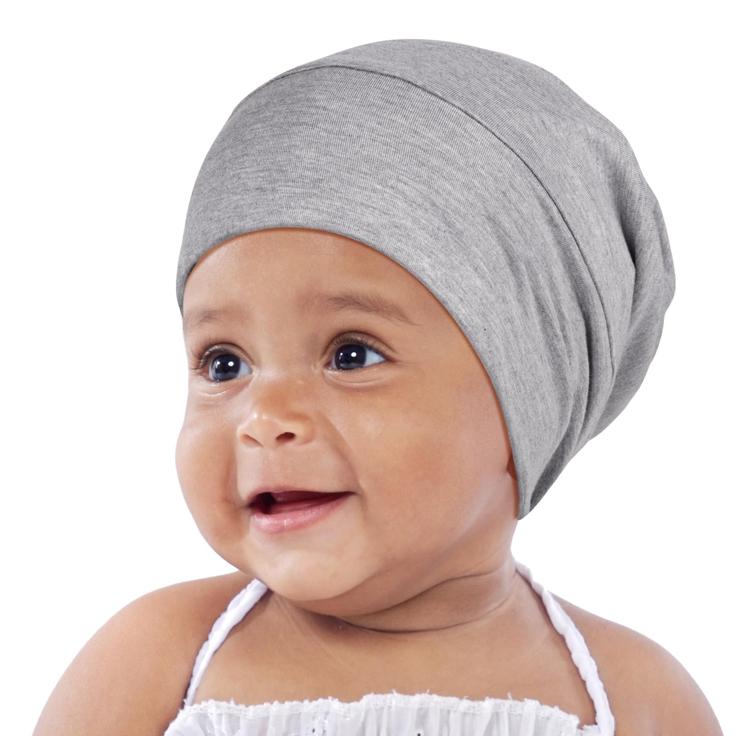 OLESILK Silk Baby Bonnet for 0-6 Months - 100% Mulberry Silk Toddler Hair Bonnet, Adjustable Night Cap for Sleeping Light Grey
