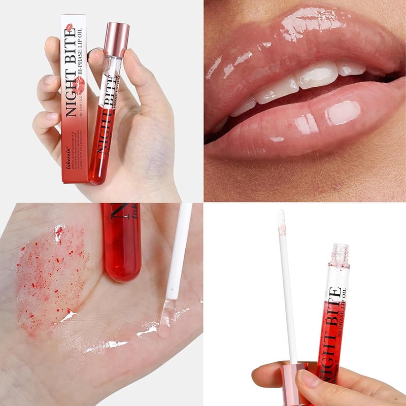 Skiennix Dual-Phase Lip Oil - Moisturizing & Nourishing Gloss in Shiny Red & Transparent