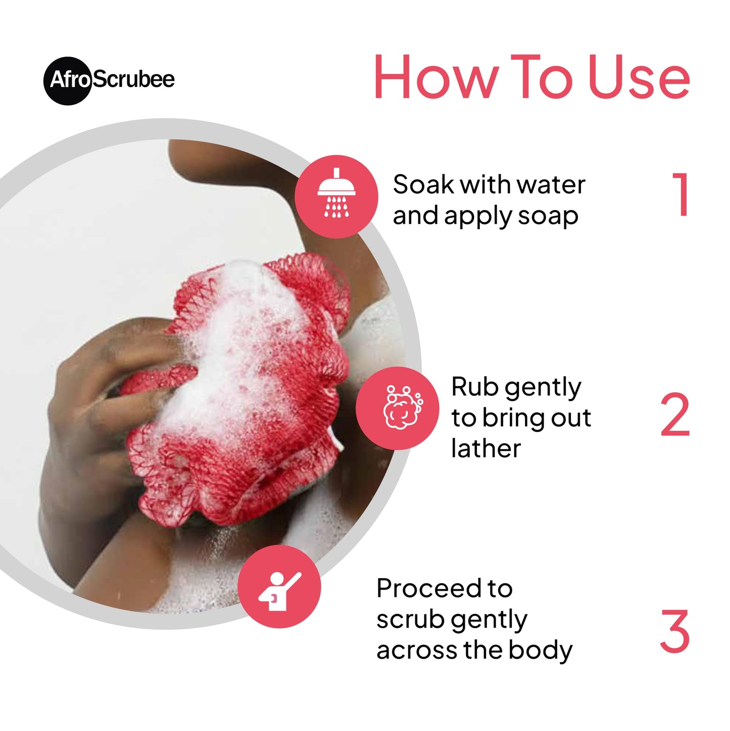 AfroScrubee Authentic African Net Sponge Exfoliating Bath Sponge (Pink)