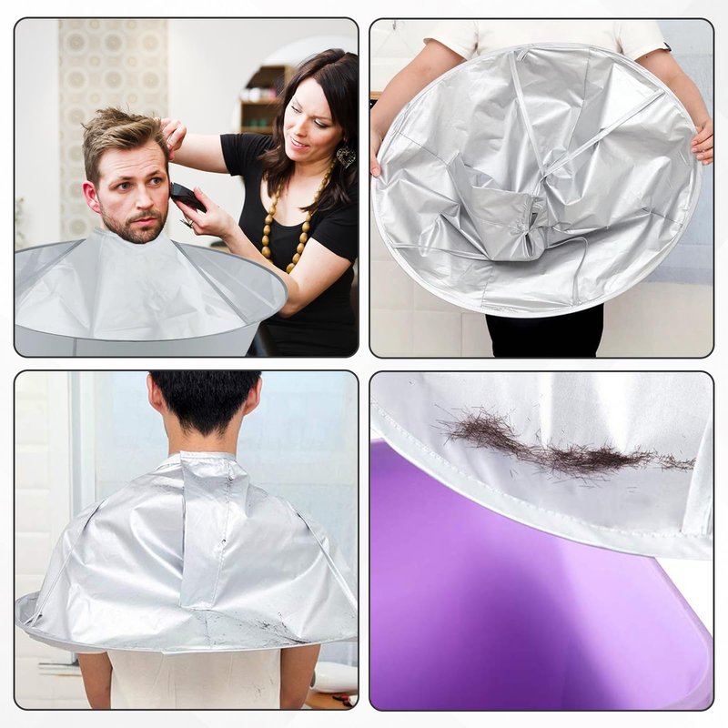 2PCS Hair Catcher for Haircuts, Foldable Hair Cutting Cape Umbrella, Waterproof Haircut Cape for Adults, Hair Trimming Catcher for Salon or Home Hair Cutting (Light Grey)