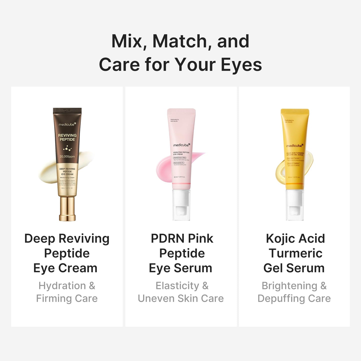 medicube Eye Serum with Kojic Acid Turmeric | All-Day Brightening Eye Gel Serum | Refreshing Eye Care with Vitamin C, Retinol & Caffeine | Hydrating & Cooling Formula | Korean Skincare, 1.01 fl.oz