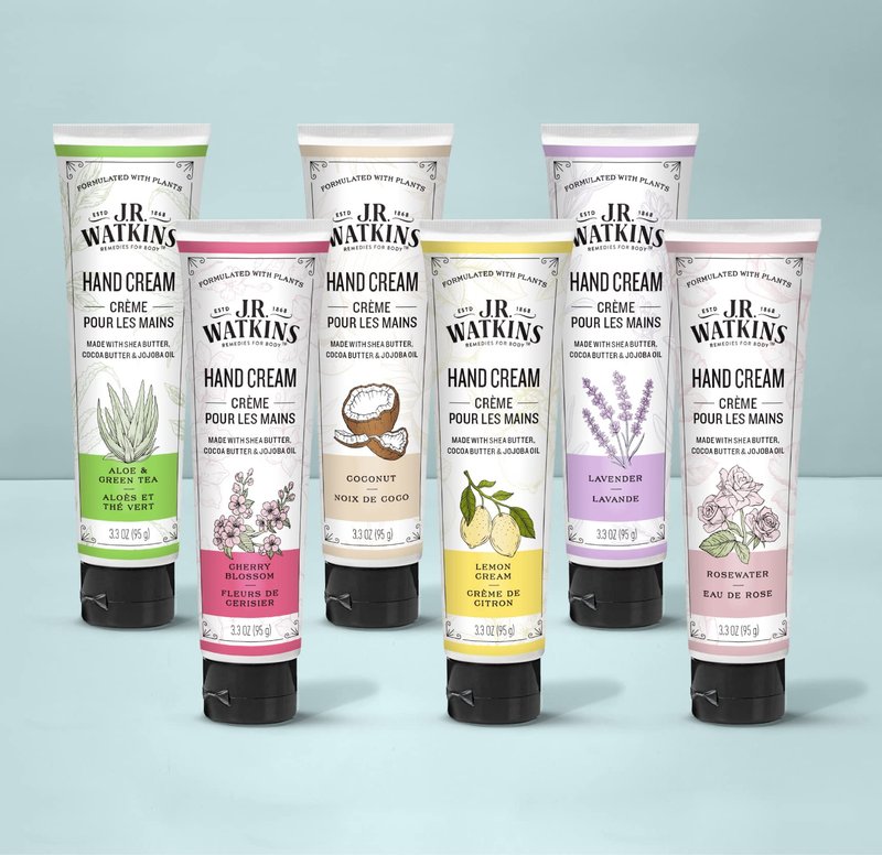 J.R. Watkins Natural Moisturizing Hand Cream, Hydrating Hand Moisturizer with Shea Butter, Cocoa Butter, and Avocado Oil, USA Made and Cruelty Free, 3.3oz, Lemon Cream, Single