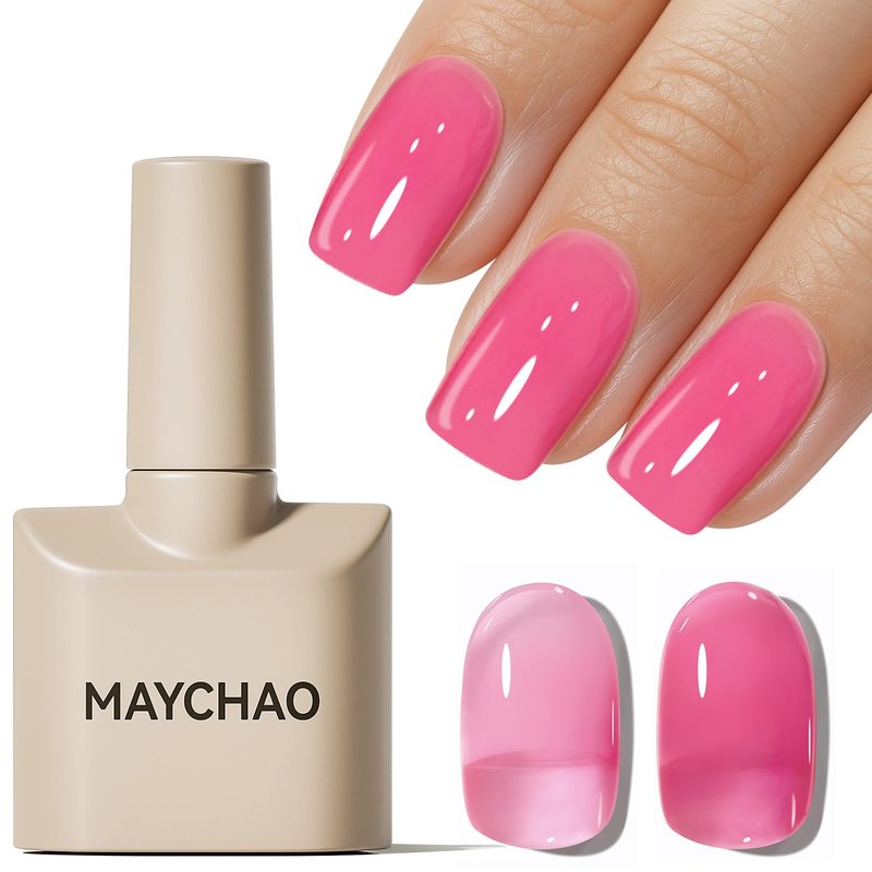 MAYCHAO 15ML Jelly Pink Tulip Gel Nail Polish 1Pc Jelly Pink Gel Polish Soak Off UV LED Translucent Nail Polish Nail Art Starter Manicure Salon DIY at Home, 0.5 OZ