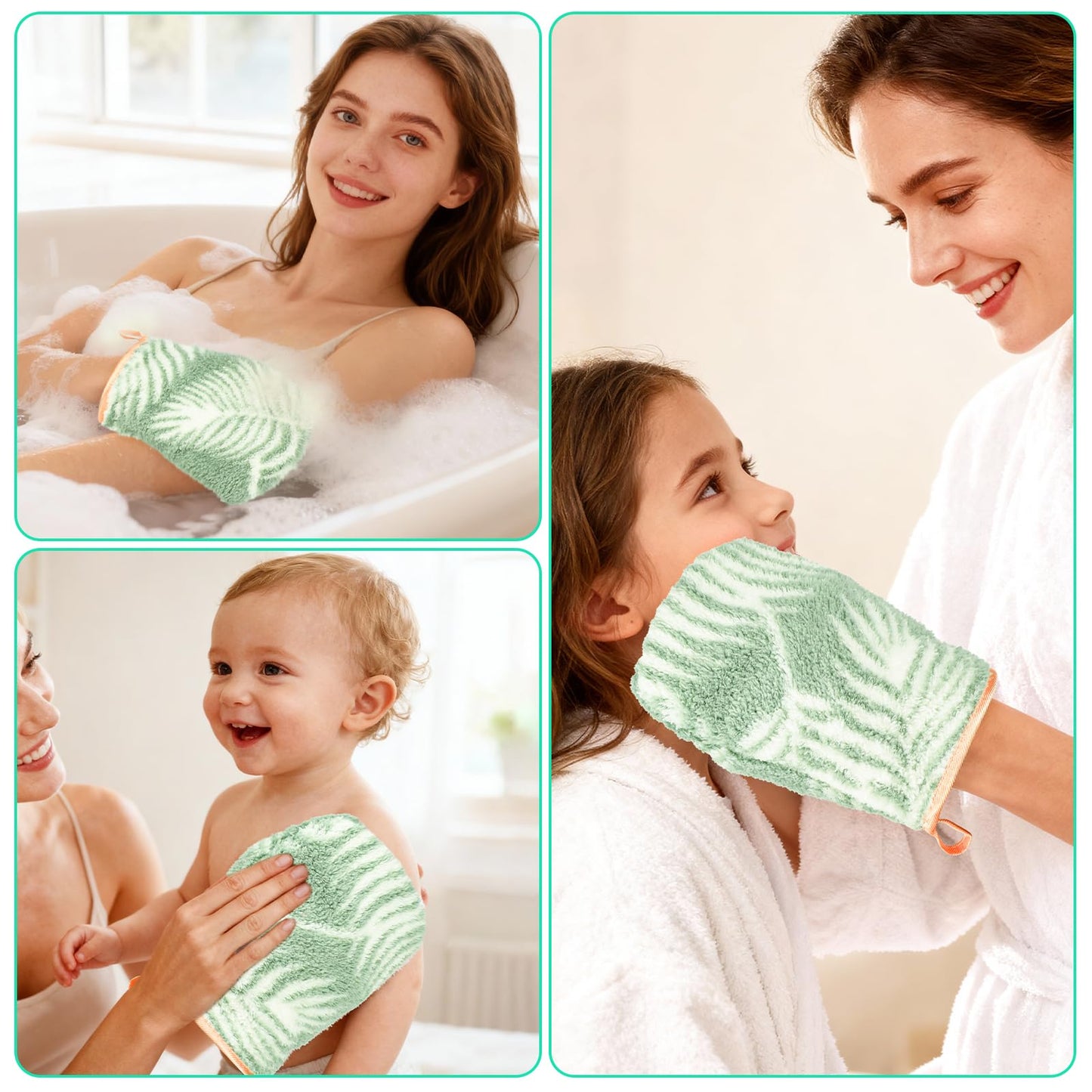 PHOGARY Washcloth 6 Pack for Face Body Bathroom, 6"x8" Super Absorbent & Soft Coral Fleece Facial Cloths for Showering, Quick Dry Towel with Hanging Loop