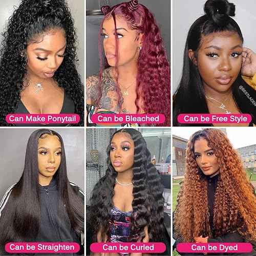 Lace Frontal Wigs Human Hair Water Wave Wig HD Transparent Lace Front Wigs Human Hair Wet and Wavy Virgin Hair Wigs Pre Plucked Hairline with Baby Hair Deep Wave Human Hair Wigs for Women 20