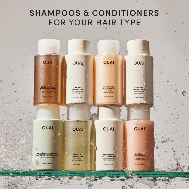 OUAI Medium Conditioner - Hydrating Hair Conditioner with Coconut Oil, Babassu Oil, and Keratin - Strengthens, Repairs and Adds Shine - Paraben and Phthalate Free Hair Care Products (10 Oz)
