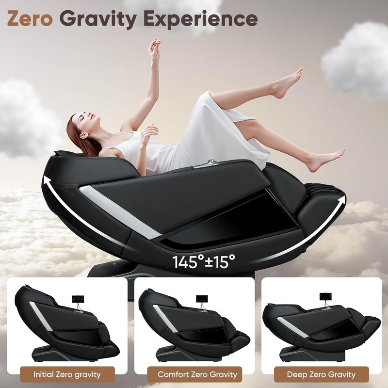 Homall Zero Gravity Full Body Massage Chair - SL-Track, Heating & AI Voice Control | 8 Auto Programs, 32 Airbags, Black