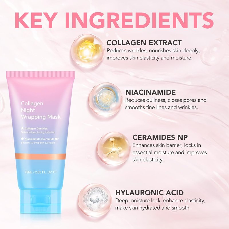 Frovetani Collagen Night Mask - Overnight Hydrolyzed Collagen Peel for Elasticity & Hydration | 150ml