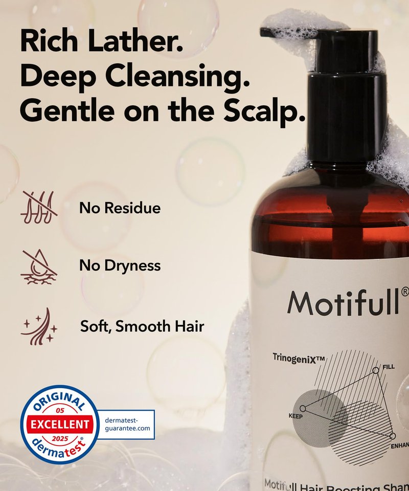 Motifull Hair Boosting Thickening Shampoo for Thinning Hair | Biotin & Caffeine Scalp Shampoo for Visibly Stronger Roots & Volume (16.4 fl oz)