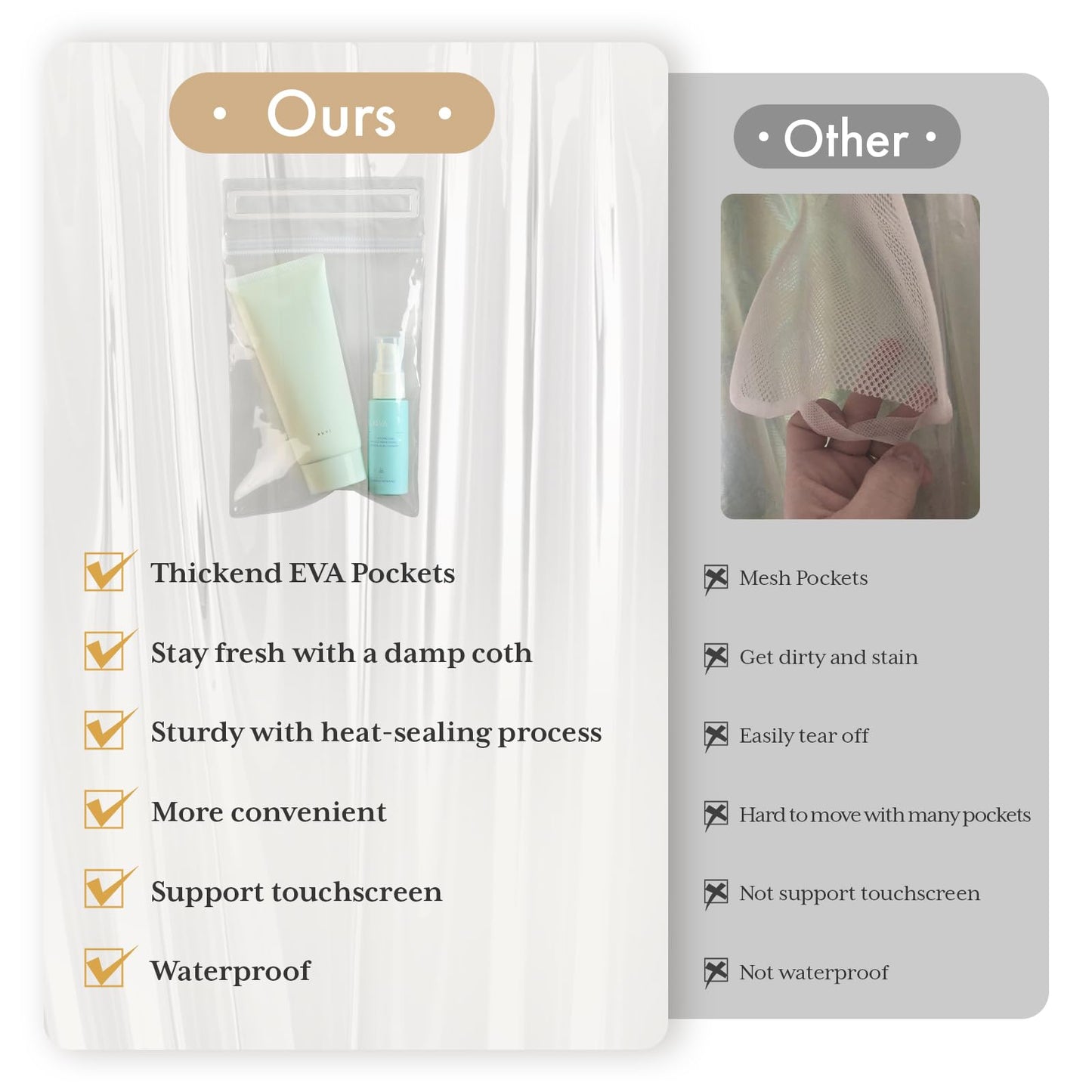 AmazerBath Extra Long Shower Curtain Liner with 2 Weights Pockets, 72x84 Inch Innovative No Blowing Waterproof Clear Plastic Shower Liner with 2 DIY Weighted EVA Pockets & 3 Magnets for Bathroom Stall