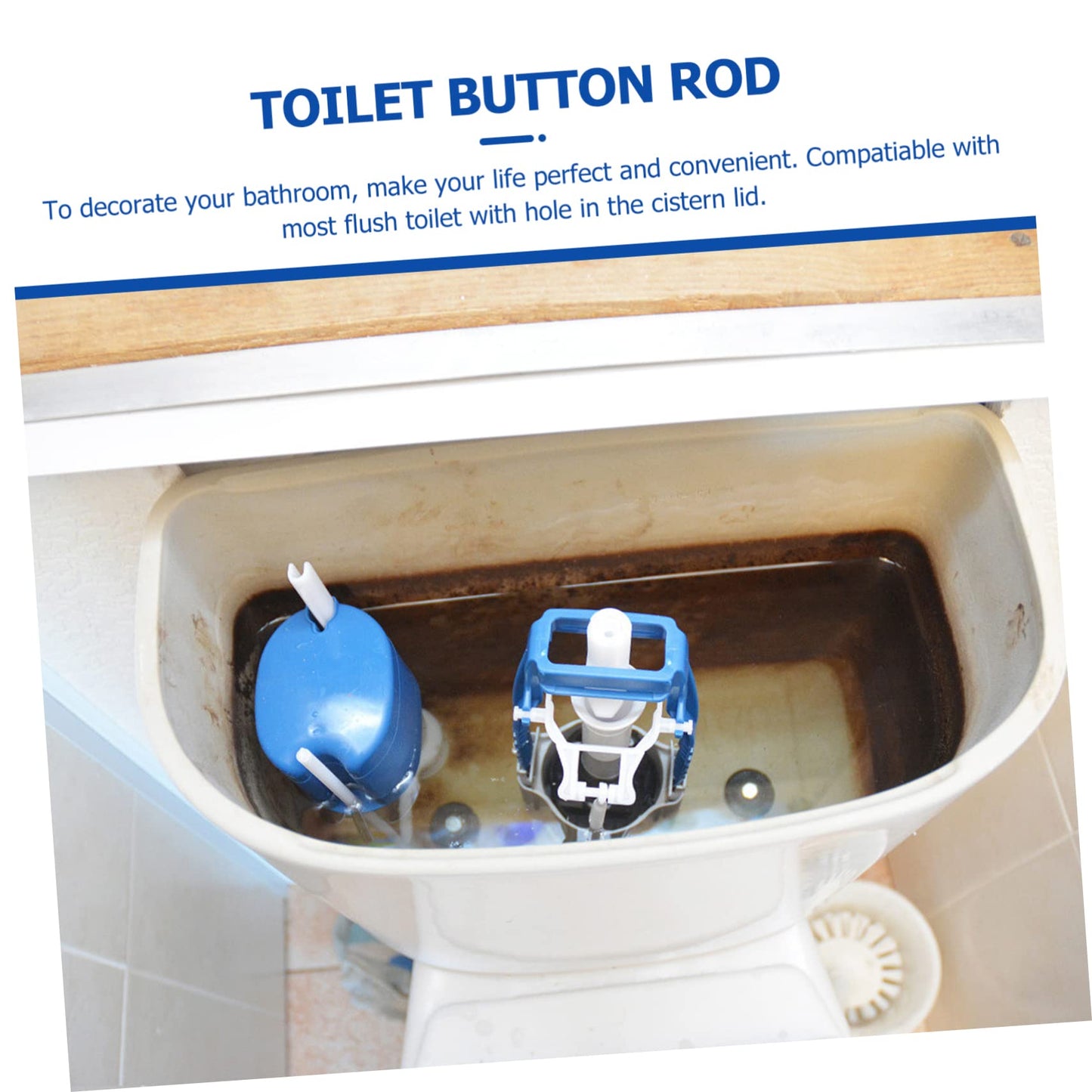 TOVINANNA Toilet Tank Flush Button 4.6"×1.88"×1.88" Black Plastic – Water-Resistant Rustproof Push Rod for Easy DIY Install – Single Flush Replacement for Standard Cistern Lid Hole Toilets in Home