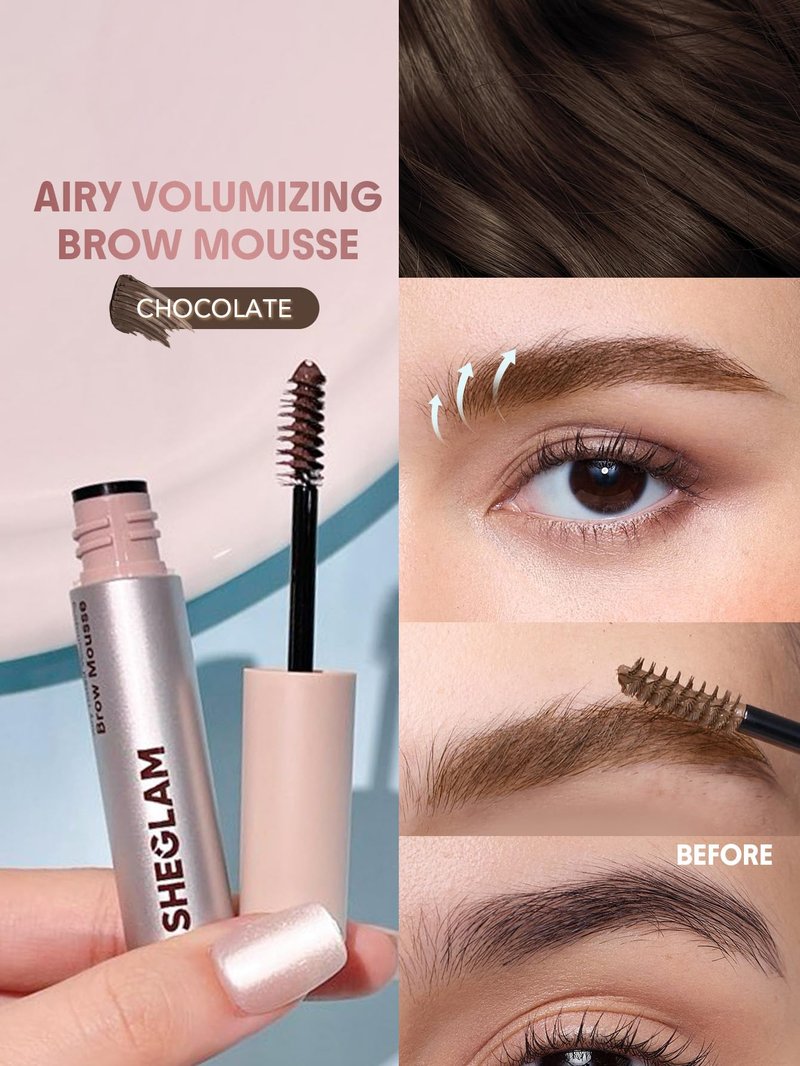 SHEGLAM Airy Tinted Volumizing Brow Mousse Eyebrow Cream Gel Highly Pigmented Shaping Filling Water Removal-Chocolate