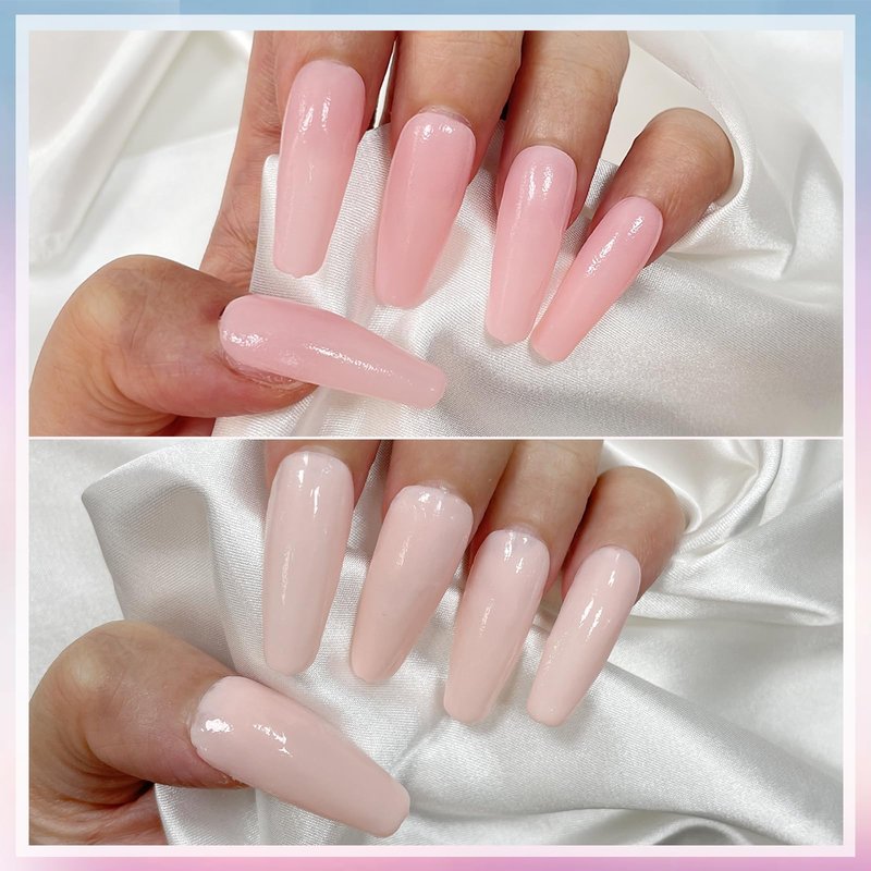 Lofuanna Dip Powder Nail Starter Kit - 2 Colors With Base Top Coat Activator, No UV/LED Needed, 9Pcs DIY French Nail Art Manicure Set for Beginners (Pink Set)