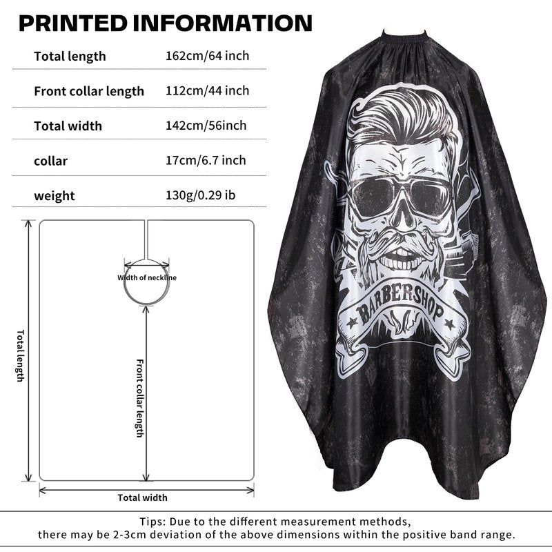 64x56 Inch Professional Barber Cape for Men - Waterproof Hair Cutting Cape with Elastic Neck & Adjustable Closure, Salon Grade Styling Cape (Black)