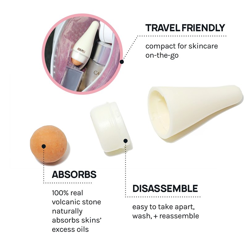 AOA STUDIO Face Roller for Oil-Absorbing Volcanic Face Roller Reusable Facial Skincare Tool Face Massage (Black)