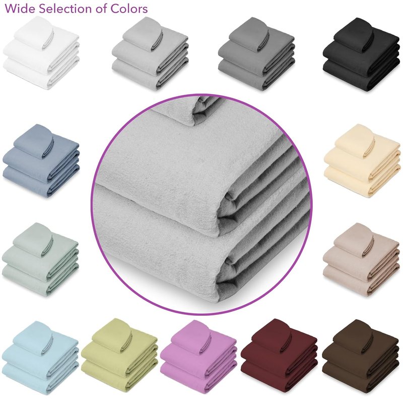Flannel Massage Table Sheet Set - Soft Cotton Facial Bed Cover with Flat & Fitted Sheets | Light Gray