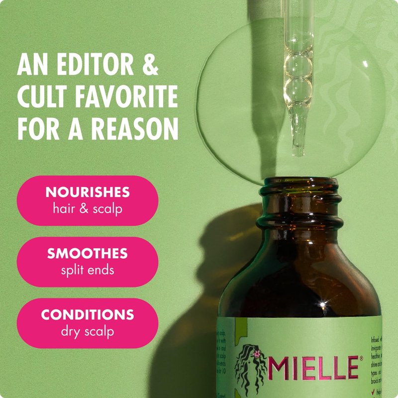 Mielle Organics Rosemary & Mint Hair Oil - Strengthening Biotin Oil for Frizzy & Damaged Hair | 2 Ounce Treatment