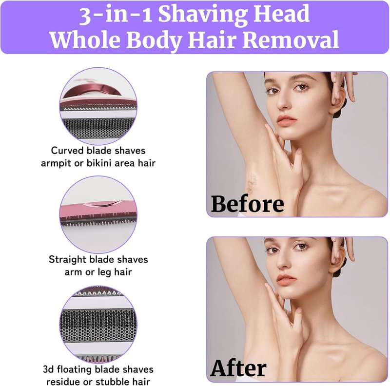 Electric Razor for Women & Men - 4-in-1 Rechargeable Shaver with LED Display | Painless Hair Remover for Body, Face, Nose, Bikini, Arms (White)