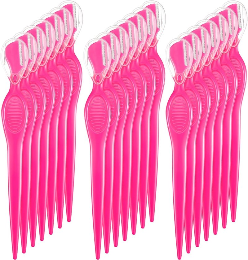 Mudder Eyebrow Razor Set - 21 Pcs Precision Facial Trimmers for Women | Makeup Care Tools (Rose Red)