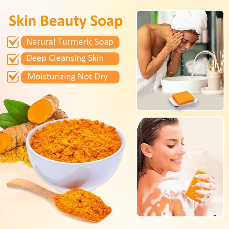Kojic Acid Turmeric Soap Bar - Dark Spot Remover for Even Skin Tone | Moisturizing Natural Ingredients, 2-Pack