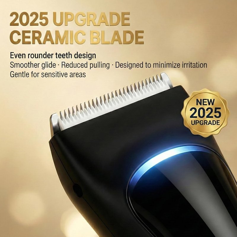 Manscape Groin & Body Hair Trimmer for Men - Waterproof Pubic Hair Shaver with LED Light | No-Nick Ceramic Blade, 90-Min Runtime