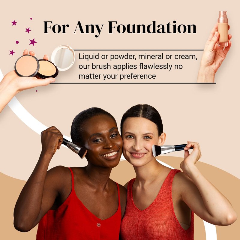 Large Flat Top Kabuki Foundation Brush by Keshima - Premium Makeup Brush for Liquid, Cream, and Powder - Buffing, Blending, and Face - 1.6" Top Diameter