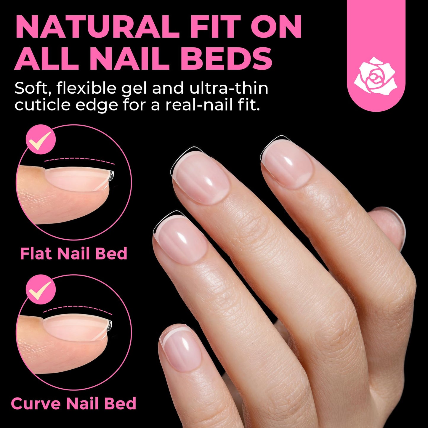 UNA GELLA Short Square Nail Tips Squoval 504PCS Pre Etched Extra Short Soft Gel Fake Nails Tips for Women DIY Squoval Press On Nails Extension French Style Salon Full Cover Acrylic Tips 12 Sizes