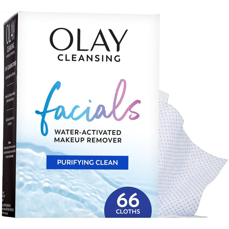 Olay Makeup Remover Wipes, Daily Facials Deep Clean Face Cleanser for Normal to Oily Skin, Alcohol & Fragrance Free, Soft Face Wash Towels, Travel Essentials for Women, Convenient Dry Cloths, 66 ct