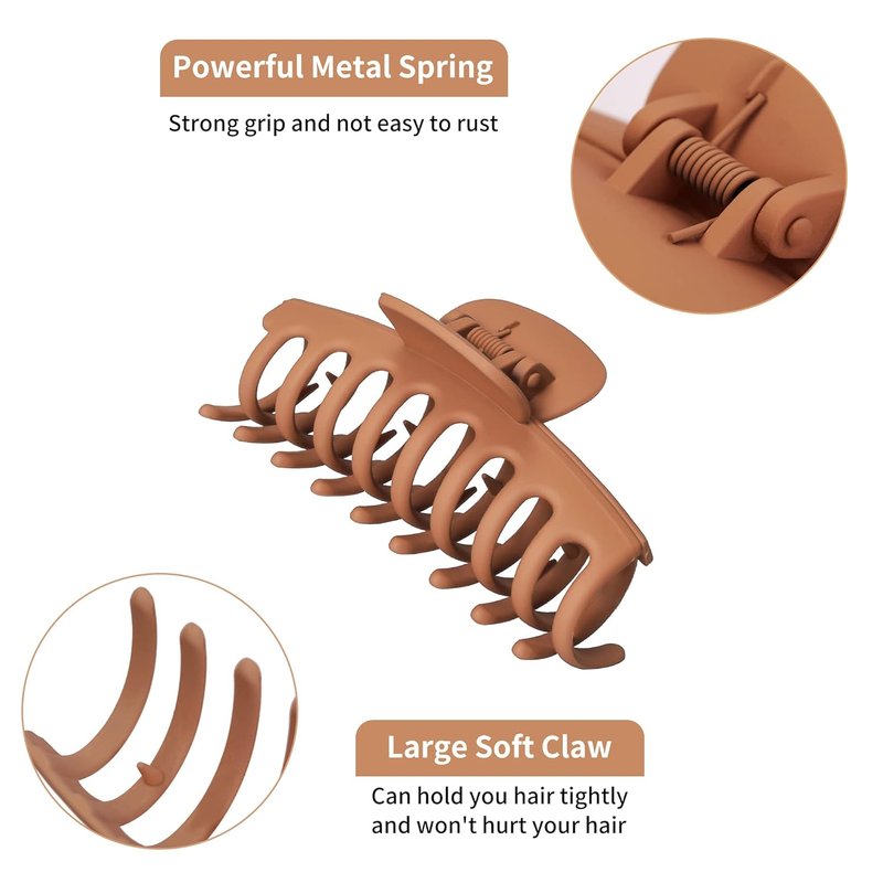 Skiennix Matte Square Claw Hair Clips - 6pcs Set for Versatile Styling of Thick & Thin Hair